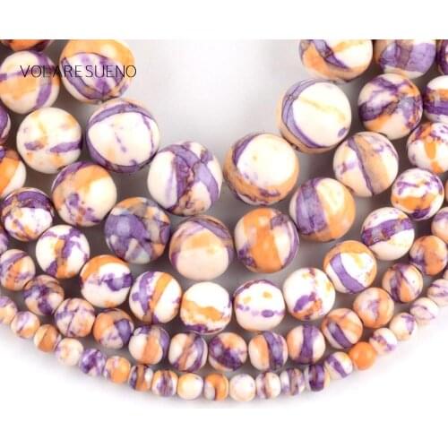 4-12mm Purple Orange Stone Natural Stone Stripes Round Beads For Jewelry Making Spacer Loose Beads Diy Bracelet Jewellery 15"