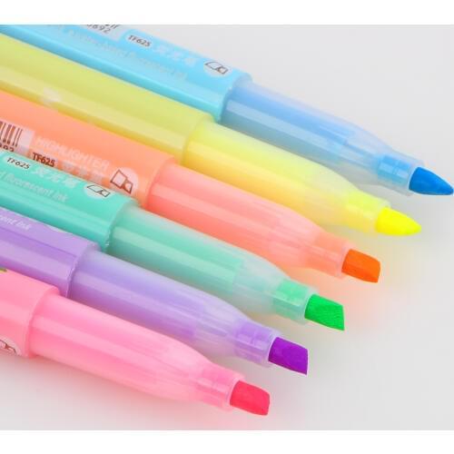 6 pcs/lot 2016 new cartoon cute creative focus stud highlighter marker pen marker office school supplies baby gift free shipping