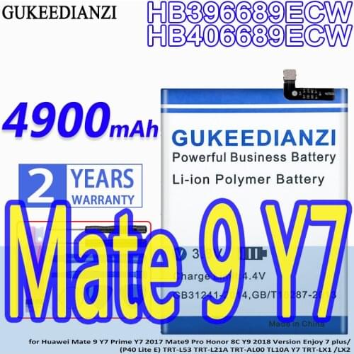 GUKEEDIANZI Battery HB396689ECW HB406689ECW 4900mAh for Huawei Mate 9 Y7 Prime Y7 2017 Mate9 Pro Honor 8C Y9 2018 Mate9 Honor8C