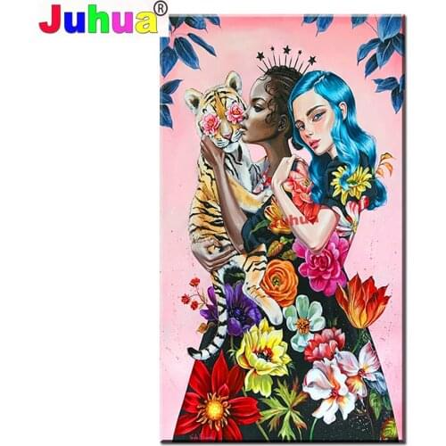 Large African Girls 5D Diamond Painting,Flower Tiger ,full,square,round diamond embroidery Sale mosaic diamond diy,home Decor