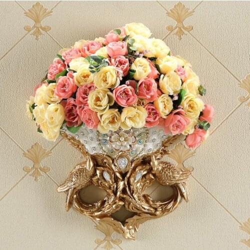 American Retro Wall Hanging Vases Mural Resin Craft Creative Fake Flower Pot Decoration Home Living room Wall Wedding Ornaments