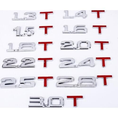 Car Displacement sticker Metal 1.3 1.4 1.6 1.8 2.0 2.5 2.8 3.0 T volume logo Car rear Trunk Emblem badge Vehicle Stickers