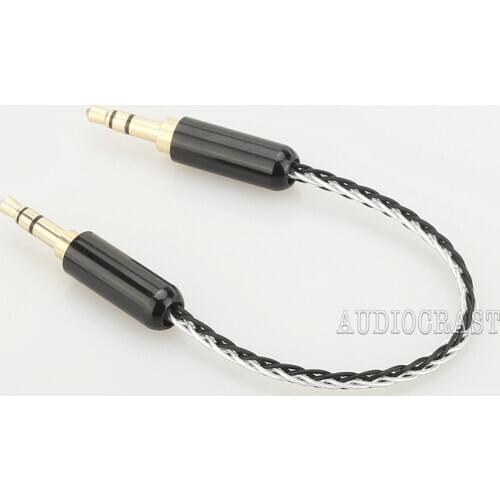 Free shipping Silver Plated 3.5mm Male to 3.5mm Male Stereo Audio Hifi Audio cable Aux cable For Headphones, Smartphones, Note