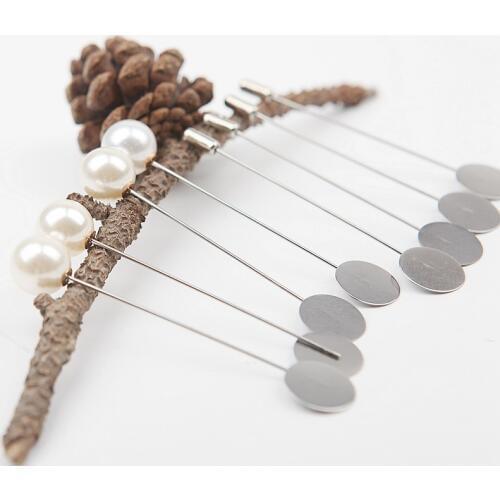Safety Pin 10PCS/Lot Brooch Pins For Fixing Brooches Sewing Pins Pearl Brooch Cylindrical Brooch Garment Decoration Metal 19701