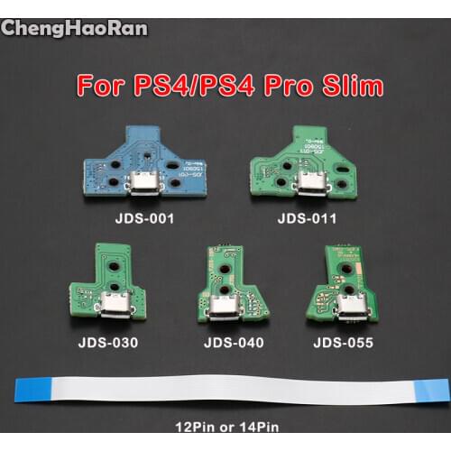 ChengHaoRan 1pc USB Charging Port Socket Circuit Board For 12Pin JDS 011 030 040 055 14Pin JDS-001 Connector For PS4 Controller