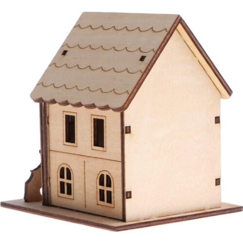 3D Wooden Jigsaw Puzzle Assembly Model House Christmas Dollhouse Construction Kit for