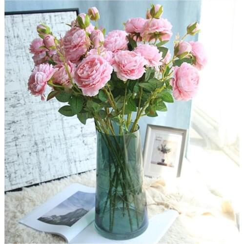 61cm Artificial Flower Rose Silk Mariage Birthday Party Western Wedding Flowers Ranunculus Asiaticus Branch Home Decor