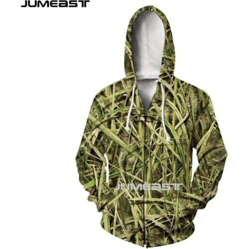 Jumeast Brand Men Women 3D Printed Reed Camouflage Hunting Long Sleeve Jacket Sport Pullover Fashion Spring Zipper Hoodies