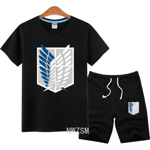 Anime Attack on Titan Wings of Liberty cartoon peripheral COS clothing T-shirt short sleeved loose summer mens suit