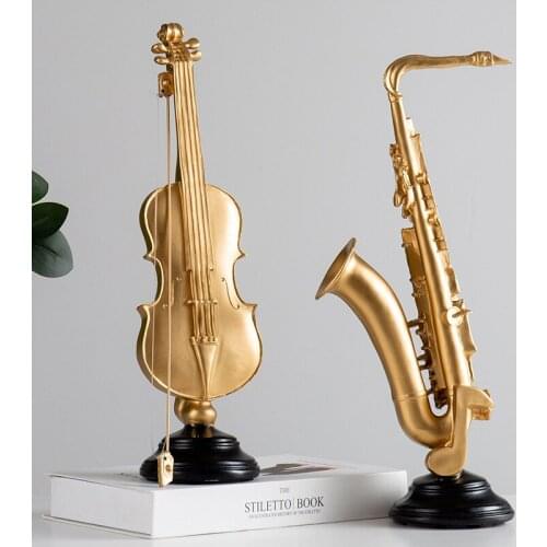 Homelily Creative Luxury Home Decoration Accessories Modern Room Ornaments Violin Art Cabinet Resin Crafts Office Desk Decor