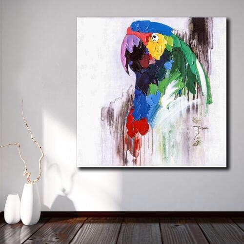 Fashion Pop Art Oil Painting Wall Art Picture Cute-Parrot Animal Printed Canvas Painting For Living Room Home Decor Unframed