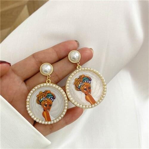 Fashion Art Pearl Pendant Earrings Europe United States Personality Retro Geometric Earrings Women Jewelry Gift Accessories