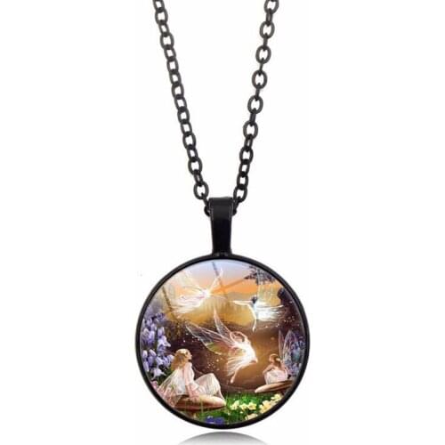 Fashion Jewelry Fairy Ballet Photo Cabochon Glass Pendant Chain Necklace Sweater Chain Necklace Creative Birthday Gifts