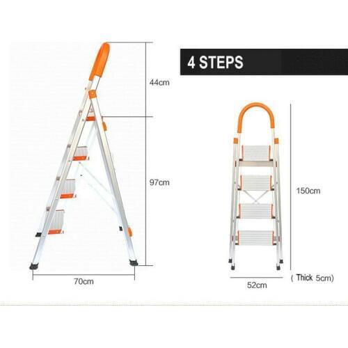 NEW Ladder With Rails Fixed, Rubber Feet And Wide Pedals 4 Steps Aluminum Step Ladder, Folding Step Ladders, Aluminium Ladders