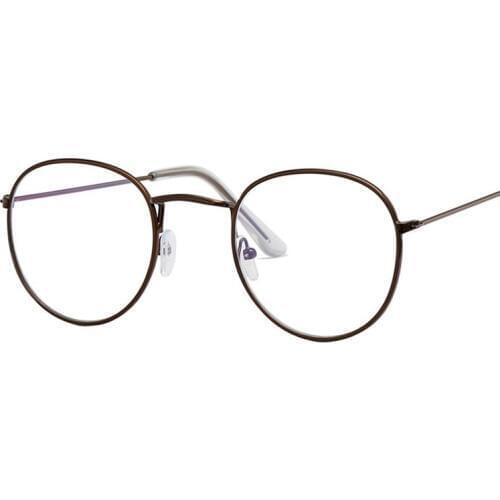 Round Glasses Frame Men Anti Blue Light Glasses Women Fake Glasses Gold Optical Oval Eyeglasses Frame Transparent Lens
