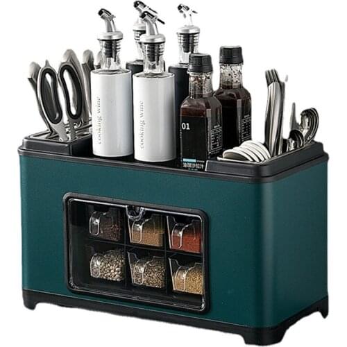 Stainless Steel Solid Color Seasoning Jar Household Kitchen Storage Table Knife Rack Draining Supplies