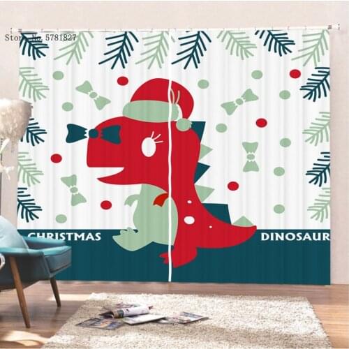 Dinosaur Window Curtains 3D Print Home Animal Cartoon Curtains For Living Room Window Treatments For Bedroom Window Drapes