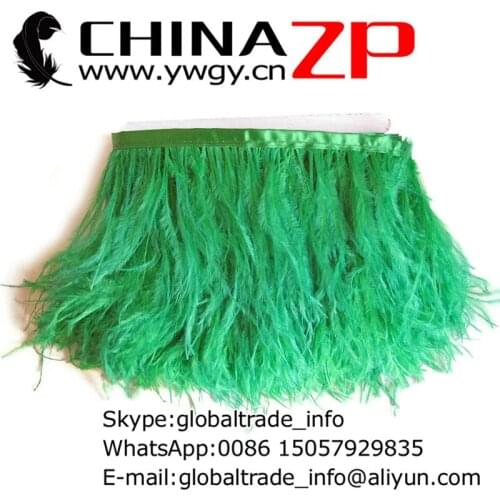 Wholesale in CHINAZP Factory 20yards/lot Top Quality Dyed Green Ostrich Fringe Trim Feathers for Masquerade Balls