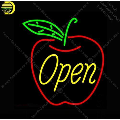 Open in Apple Neon Sign Glass Tube Handmade neon light Sign Decorate Fruit Store room Iconic Neon Light Lamp Advertise Bright
