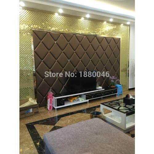 Custom made Luxurious 3D Faux Leather Carved leather panel with Diamond wall sticker Interior wall Decor for sofa TV Room