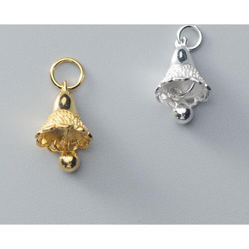 925 Sterling Silver 10mm Windbell Widget Charms Fashion Design Dangle Silver Pendants For Bracelets Necklace DIY Jewelry Finding