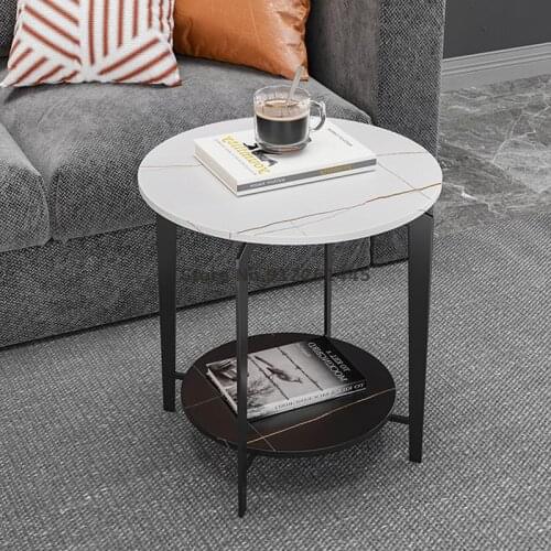 Sofa side table Nordic rock board coffee table modern minimalist living room marble side cabinet net red bedside table light lux