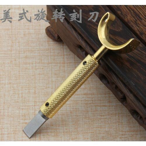 High Quality 90mm Pure Copper Adjustable DIY Manual Rotary Tools Leather Carving Swivel Knife Blade Tools Free Shipping