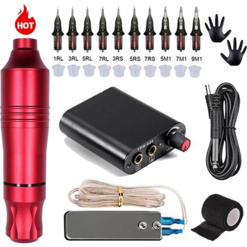 Tattoo Kit Professional Rotary Tattoo Pen Machine Kit with Cartridges Needles Permanent Makeup Tattoo Machine Pen Set Supplies