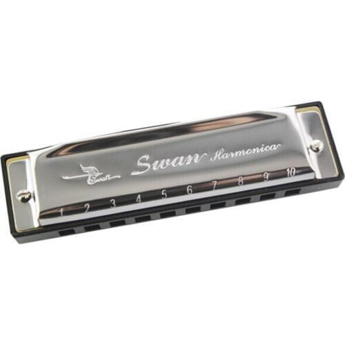 Silver Metal Swan Diatonic Blues Harmonica/ Mouthorgan 10 Holes C Key Harp Mouth Organ Hot Sale Dropshipping
