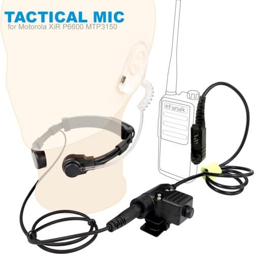 Tactical Heavy Duty PTT Neck Throat Mic for Motorola XiR P6600 P6620 DP2400 DEP550 MTP3100 MTP3150 Walkie Talkie Headset