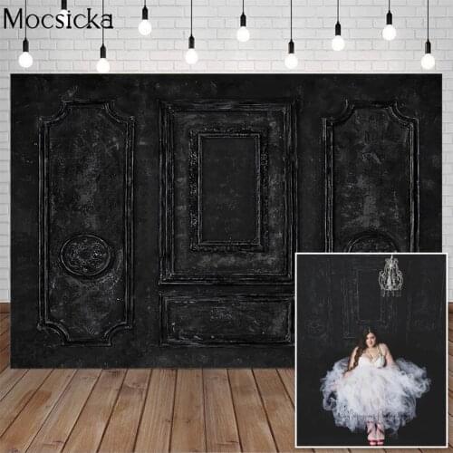 Vintage Black Wall Retro Door Photography Backdrop Wedding Newborn Child Birthday Portrait Abstract Background Prop Photo Studio