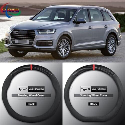 Four Seasons Universal Non-Slip Carbon Fiber Suede Steering Wheel Cover For Audi Q7 Car Interior Accessories