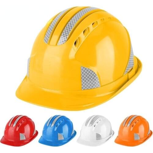 Worker Construction Site Protective Cap Ventilate ABS Hard Hat Reflective Stripe Safety Helmet