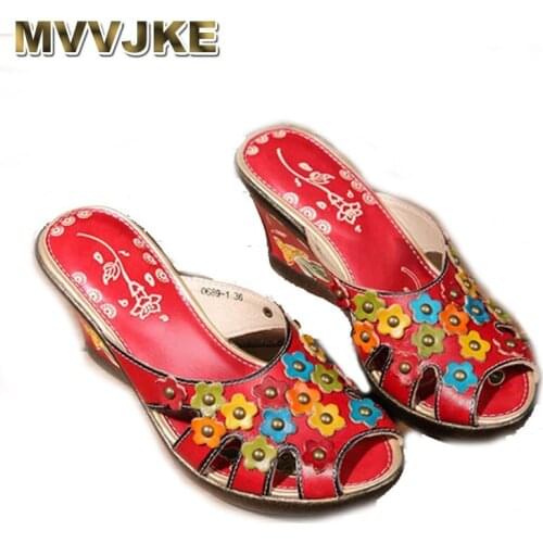 MVVJKE Folk style Head layer cowhide pure handmade Carved shoes, the retro art mori girl shoes,Womens casual Sandals