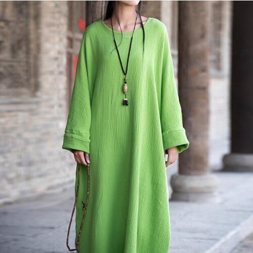 2020 Spring Autumn new Style Women Vintage Dress,casual loose cotton linen dress, long sleeve cotton dress,plus size clothing