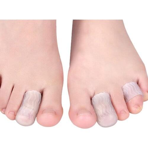 1Pair Closed Gel Toe Cushion Tube Sleeve Corrugated Corn Pad Anti-Wear Elastic Protectors Cap for Toes Fingers Blisters