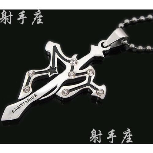 Twelve constellation SAGITTARIUS couples Cross 316L Stainless Steel pendant necklaces necklace jewelry wholesale