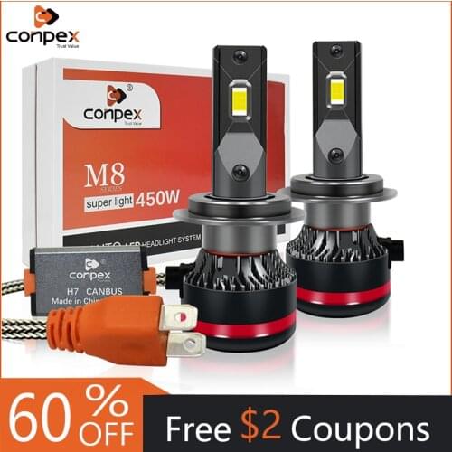 2pcs Conpex h7 led headlight h4 led canbus h1 h11 h3 h8 h16 9005 9006 led lamps h13 9007 D1s D2s D3s D4s car bulb h7 auto lights