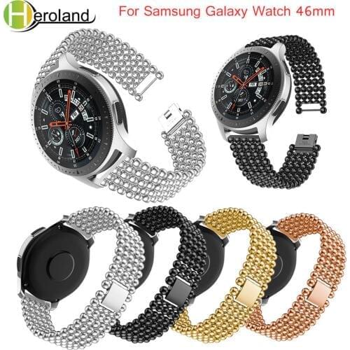 22mm Watch Strap alloy Steel For Samsung Galaxy Watch 46mm Metal Watchband For Samsung Gear S3 Classic Frontier Watch men beads