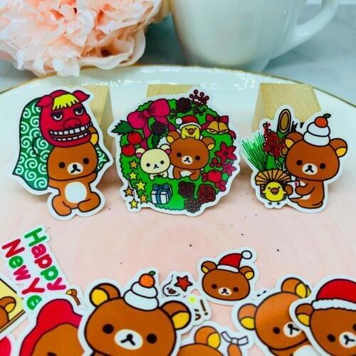 40 pcs Christmas new year bear paper stickers DIY decoration your daily photo album scrapbooking label stationery cute