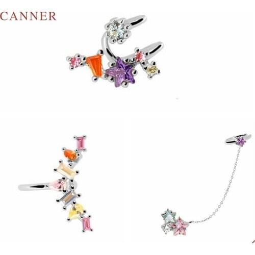 CANNER 1pcs 925 Sterling Silver Earrings For Women Colored Diamonds Stud Earrings Ear Piercing Pendientes Mom Gift 2021 Trend