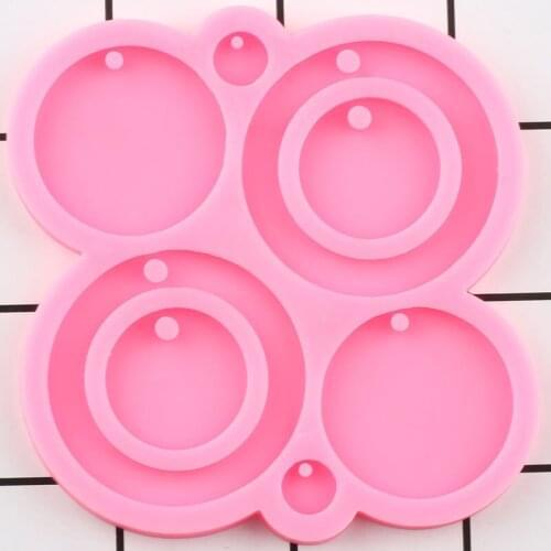 Shiny Round Earrings Silicone Mold Epoxy Resin Jewelry Making Keychain Molds DIY Handmade Charms Mould Polymer Clay Pendant