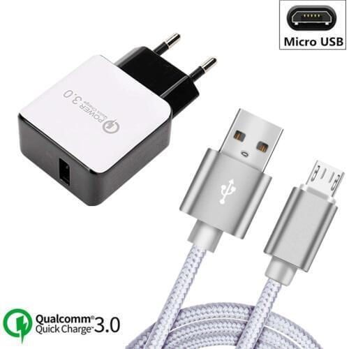 Fast Charging for HTC Desire 12 plus LG X Power 2 Nubia N3 QC 3.0 Charger for Honor 8c 8x SAMSUNG S6 S7 Edge Plus Micro USB