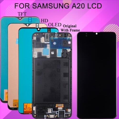 Catteny Promotion Original A20 Display For Samsung Galaxy A205 Lcd With Touch Panel Digitizer Assembly A205F Screen With Frame