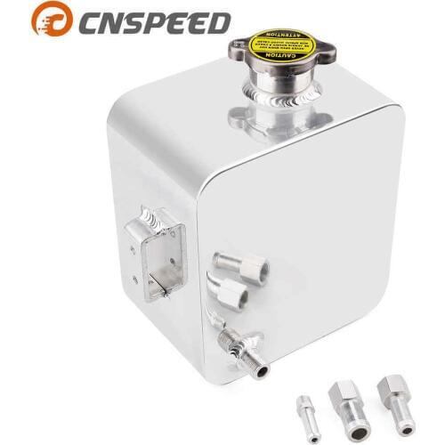CNSPEED 2L Litre Polished Alloy Header Expansion Water Tank & Cap WATER HEADER TANK Coolant Overflow Tank Reservoir YC100747-SL