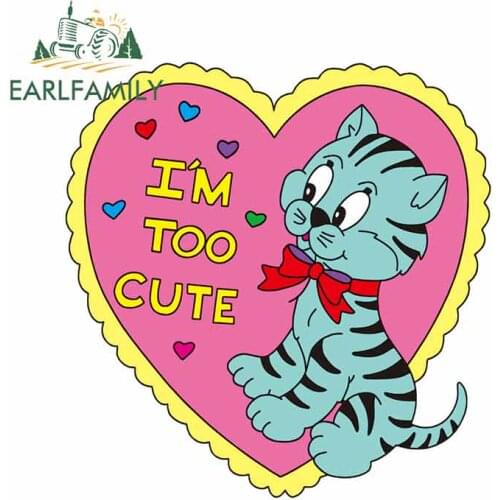 EARLFAMILY 13cm x 12.6cm For CUTE CAT Car Truck Decal Scratch-Proof Car Stickers Air Conditioner Refrigerator Anime Graphics