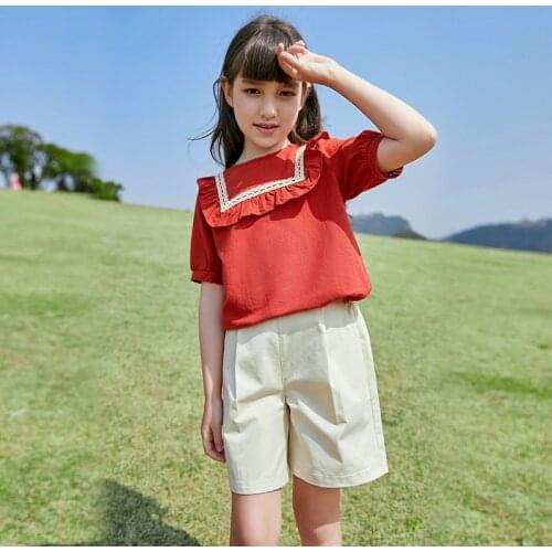 2 Piece Children Casual Outfits Set 5 8 10 12 14 Years Girls Short Sleeve Tops T Shirts Shorts Summer Kids Sports Clothing Suit