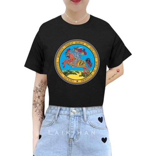 Maryland State Seal USA Women T Shirt Casual Funny Tshirts Kawaii Tees Top Hipster Harajuku Short Sleeves Shirts Woman Clothes