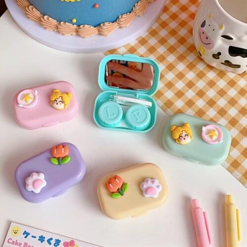 2021 Cute Glasses Cosmetic Contact Lenses Box Contact Lens Case for Eyes Travel Kit Holder Container Accessaries