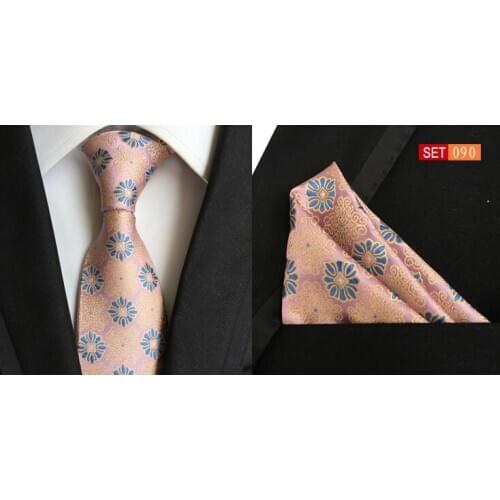 Tie 8cm Popular Gentlemen Ties Set with Stylish Floral Flower Pocket Square 1200 Stitches High Quality